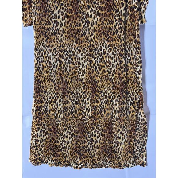 VIOLET ROMANCE Women's Brown Multi Leopard Print Plisse Midi Dress SZ 12 - Picture 6 of 10
